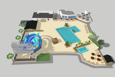 Construction parc aquatique et aménagement bois projet 3D HPA Camping - Plein Air ECO Concept